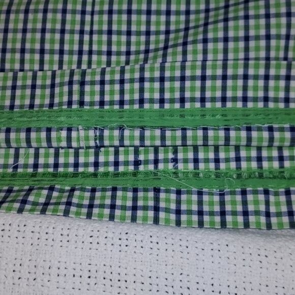 Vintage 1970's Handmade Zippered Sz. 25 Blue & Green Striped Midi Skirt - Picture 9 of 9